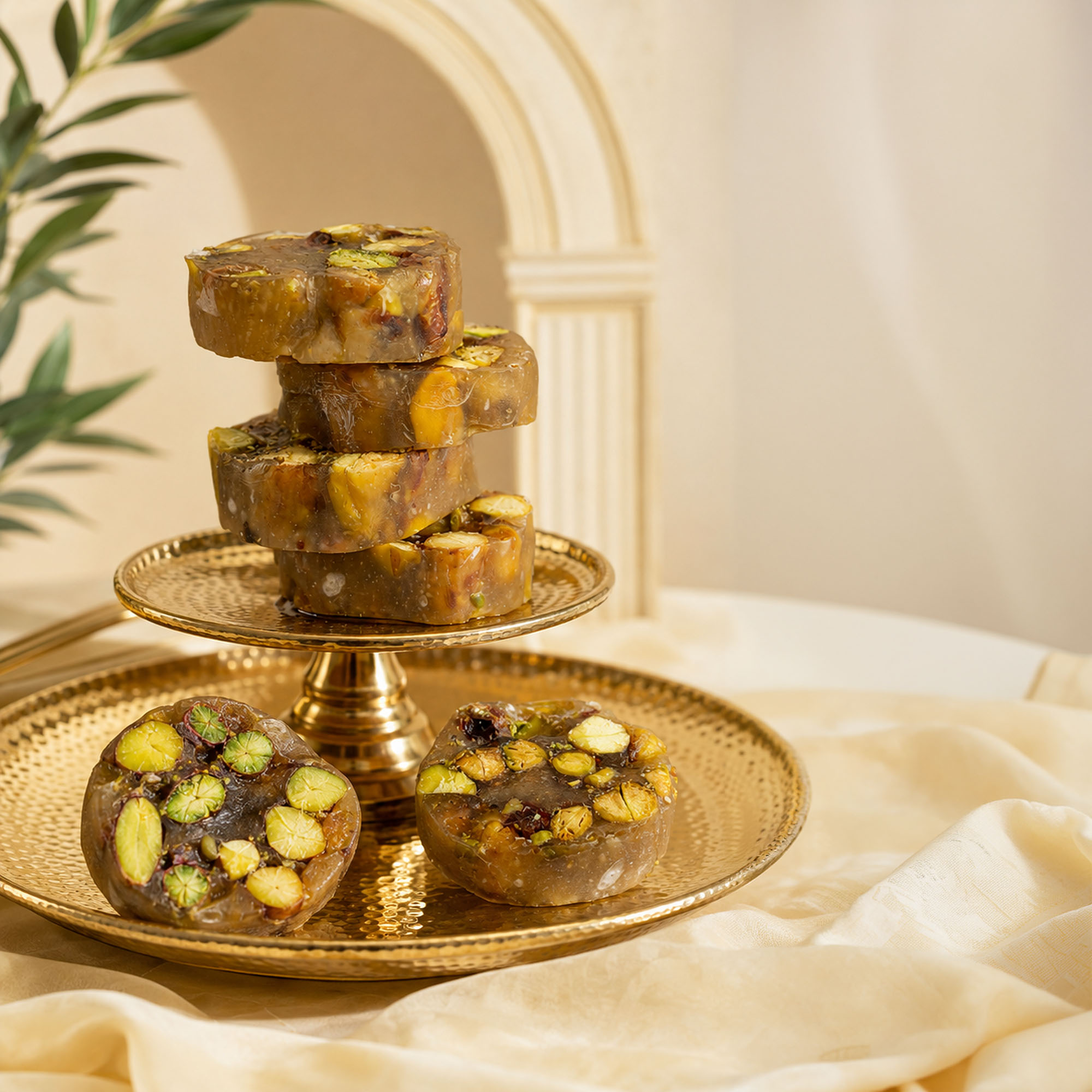 Illustrative confectionery photograph; replace with an original BISVUA pistachio Turkish delight product image